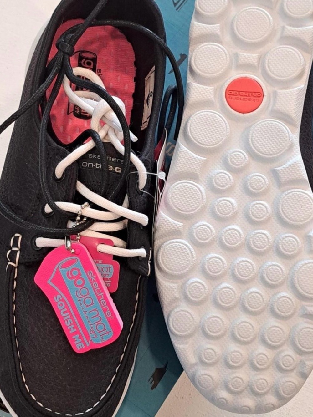 Skechers Black and White Boat-Style Sneakers - Picture 3 of 8